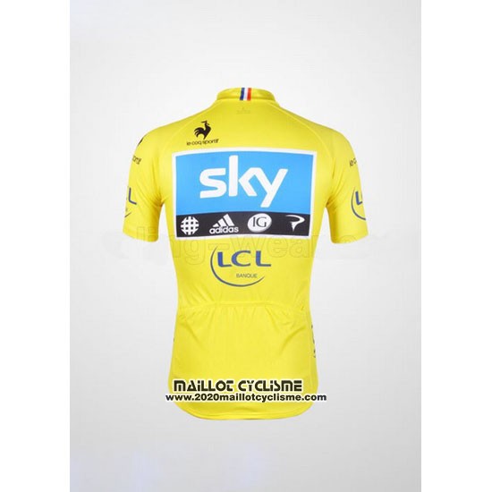 2012 Maillot Ciclismo Sky Lider Azur et Jaune Manches Courtes et Cuissard